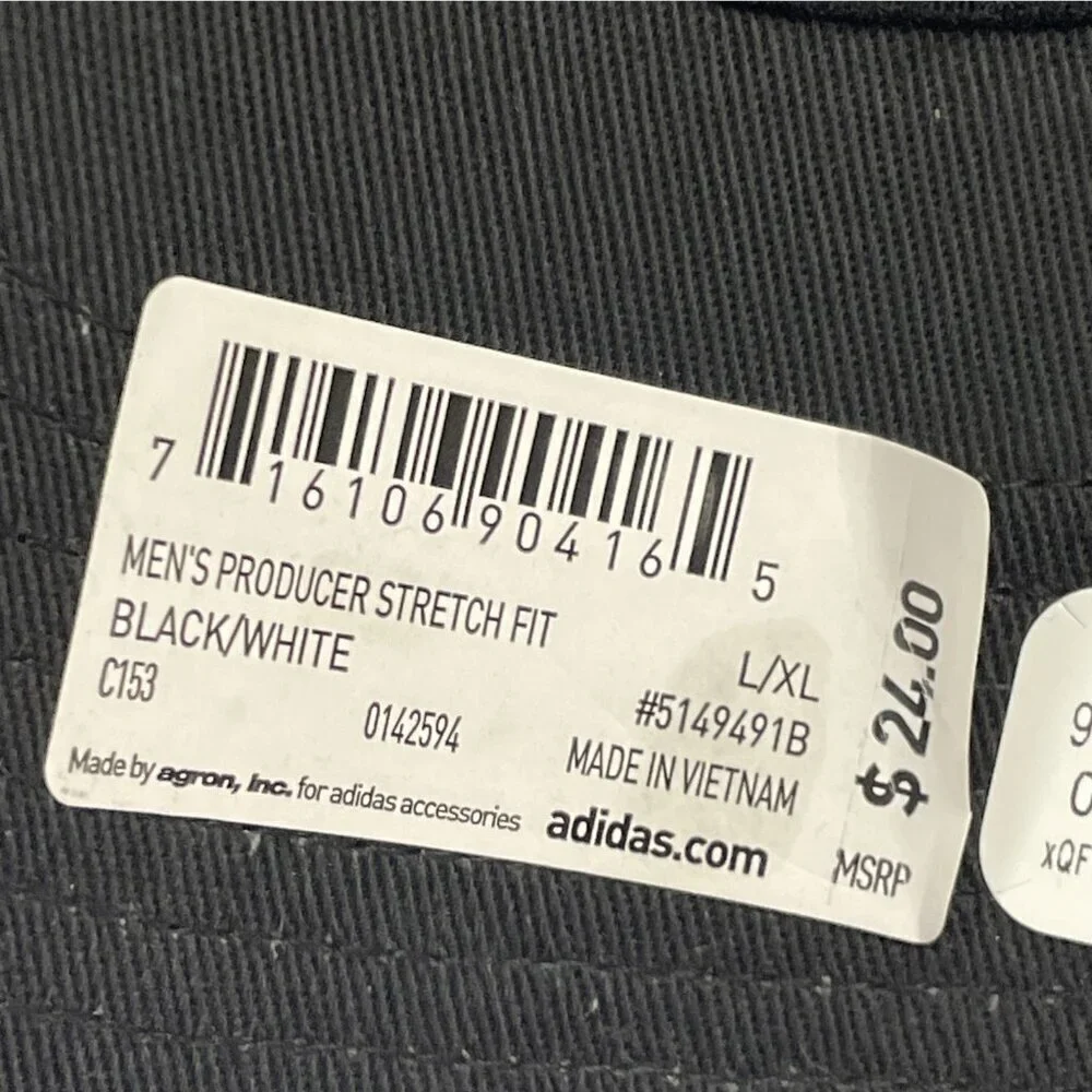 Adidas Aeroready Hat Men’s X/XL Producer Stretch Fit Ball Cap Black/White